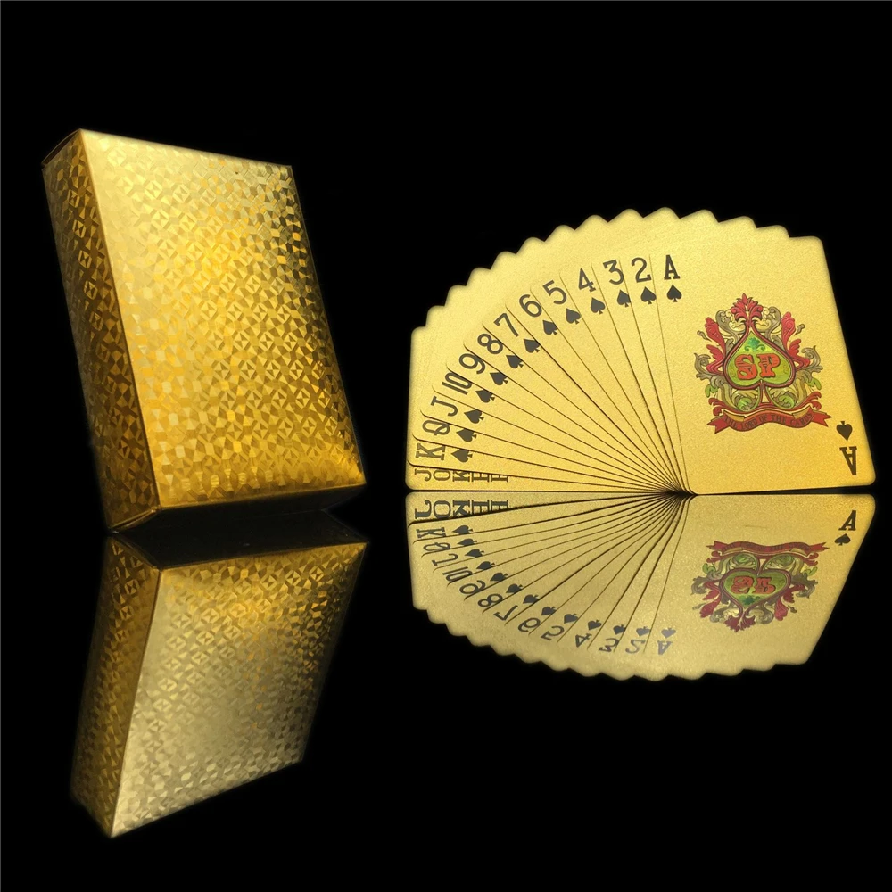 Description Picture 4 of item24k Gold Playing Card Poker Game Deck Gold Leaf Poker Suit Plastic Magic Waterproof Deck Of Card Magic Water Gift Collection
