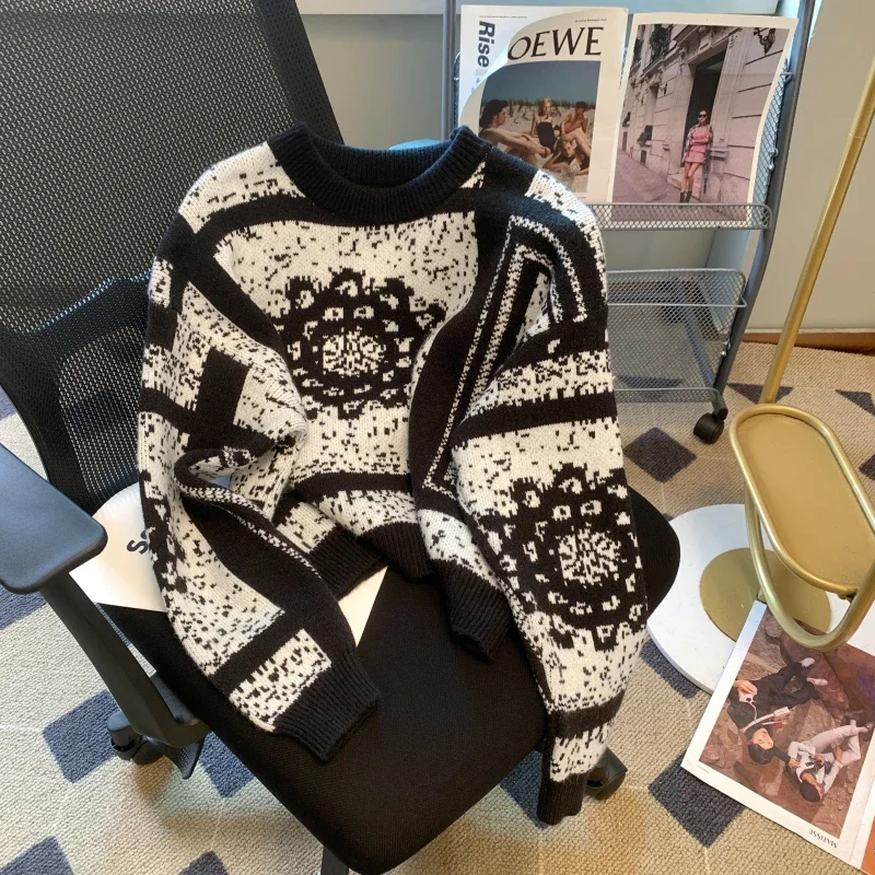

Vintage Women's Sweaters Loose Autumn/Winter Pullover Fashionable Clothing Long Sleeve O-Neck Cashmere Knitwear Jumpers