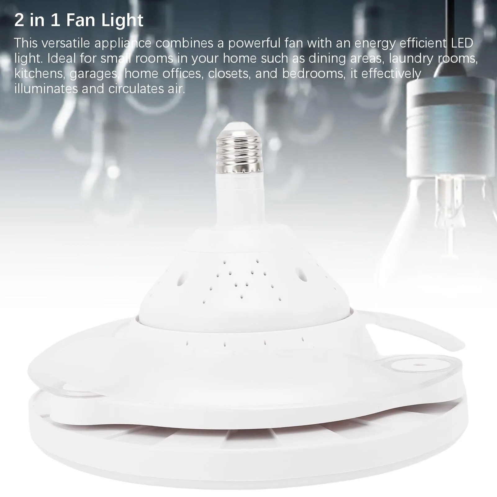 Remote Control Ceiling Fan Light E27 E26 Screw in Quiet Dimmable 3 Speed Adjustable Foldable Blades Fan Light for Kitchen