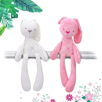 Muñeco de conejo bonito de 42CM para bebé, juguetes de peluche suaves para niños, cuna para dormir, juguetes de animales de peluche para bebés, regalo de cumpleaños 1
