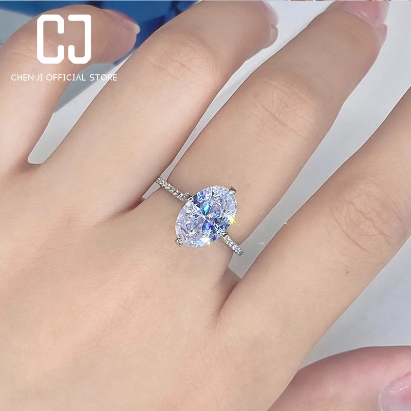 6ct High Carbon Diamond Ring 925 Sterling Silver Simulation Diamond Ring Luxury Wedding Anniversary Gift Dove Egg Fine Jewelry