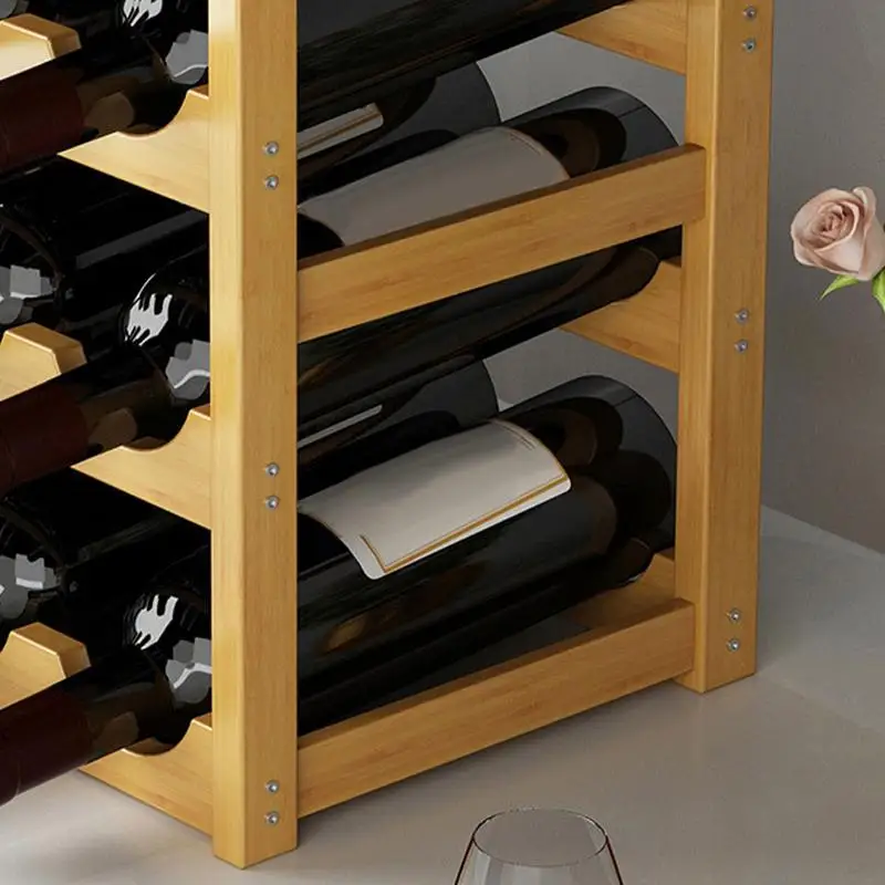 Portabottiglie impilabile portabottiglie rustico da 20 bottiglie per armadietto portabottiglie da vino a 4 livelli espositore per bottiglie da Bar impilabile vino - immagine 4