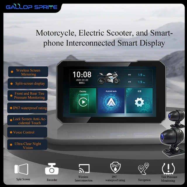 Gallop Sprite 5 inch Wireless Motorcycle GPS Navigation CarPlay Android Auto IPX7 Portable Digital Dashboard Multimedia Player