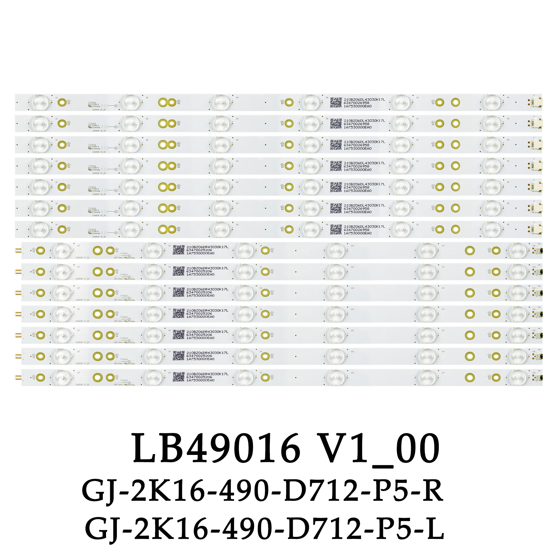 Retroiluminação Led Tira Mais 6leds Gj2k16490-d712-p5-l Mais r 01n21 01n22 para Philips 49 49pus6401 49pus6561 12 49pus6101 12 49pus6262