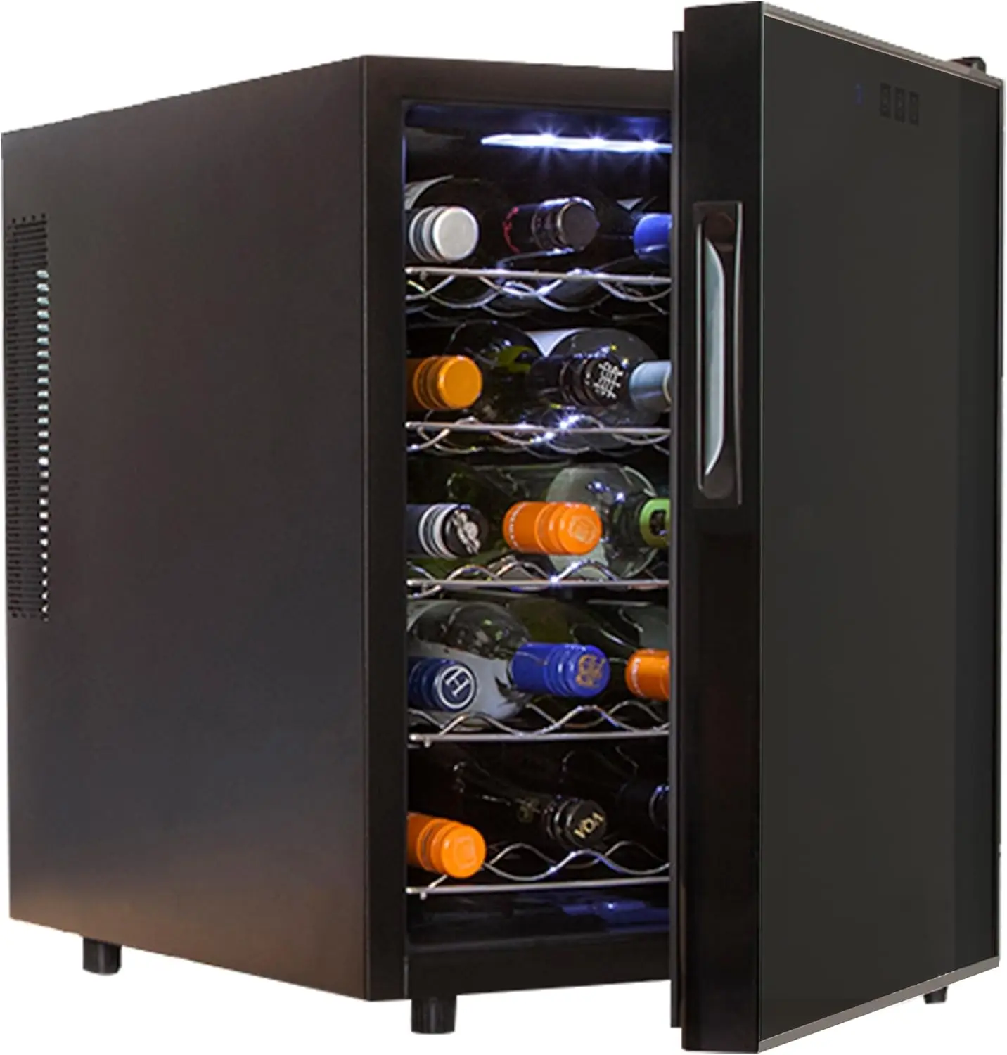 20 Bottle Wine Cooler Cabinet for Champagne, Red & White Wines, Freestanding Cellar with Double Glass Door