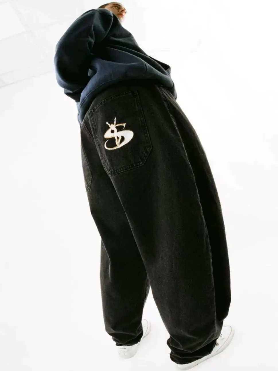 Y2k American street skateboard letter jeans hip-hop new trend men and women loose washed fashion mid-waist retro wide-leg pants