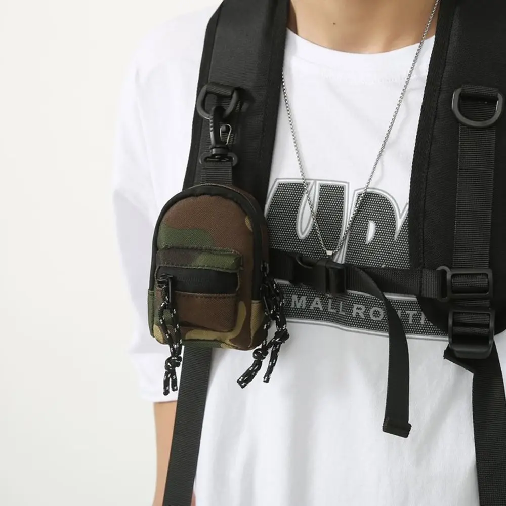 Mini Backpack Compact EDC Pouch Coin Purse Oxford Small Mini Keychain Wallet Simple Utility Zipper Pocket
