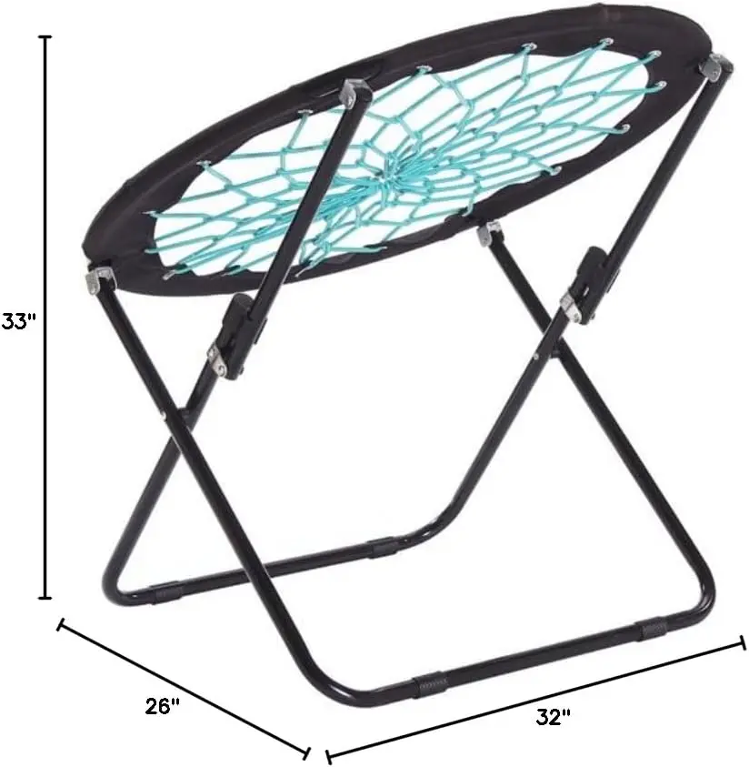 Bunjo Bungee Dish Chair Folding Relax Fun Chair for Room Garden Dorm Rooms and Lounging in Living Rooms, and Bed Rooms,