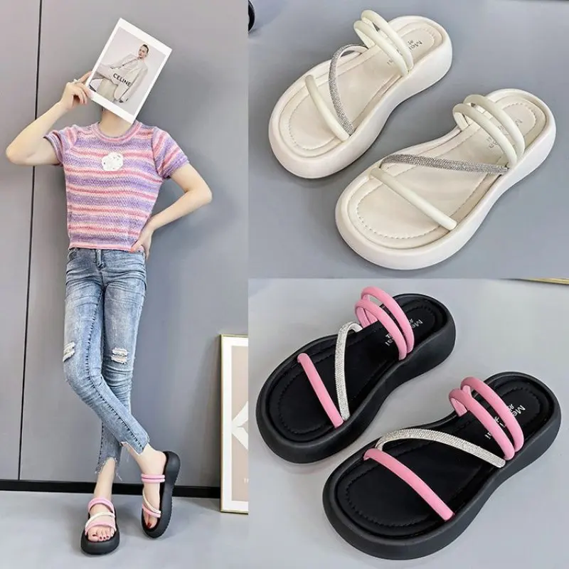 

2023 Summer Beach Shoes Fashion High Platform Wedegs Heel Women Slippers Casual Open Toe Ladies Slides Female Outdoor Sandals