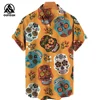 Summer Fashion Men's Short Sleeve Casual Printed Shirt Flowers Horror Skull Print Vacation Travel Oversized Top Size S-5XL 4