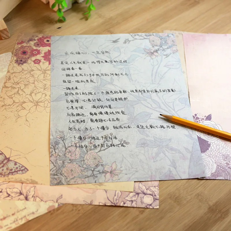 봉투 종이 시트용 빈티지 편지 패드, 유럽 편지 종이, 메시지 쓰기 용지, 문구류 사무용품, 10 개