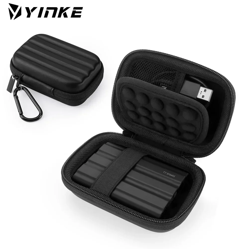YINKE Portable Travel Storage Shockproof ＆ Waterproof Protective SSD Case Compatible with Samsung T7 Shield Hard Disk Drive Bag hard disk case