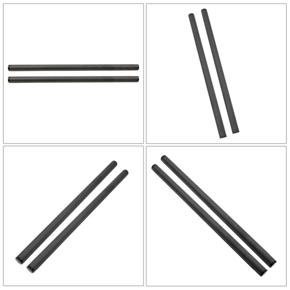 2PCS 10cm 25cm 30cm 40cm Carbon Fiber Tube Rod w/ 15mm Telephoto Lens Support fo