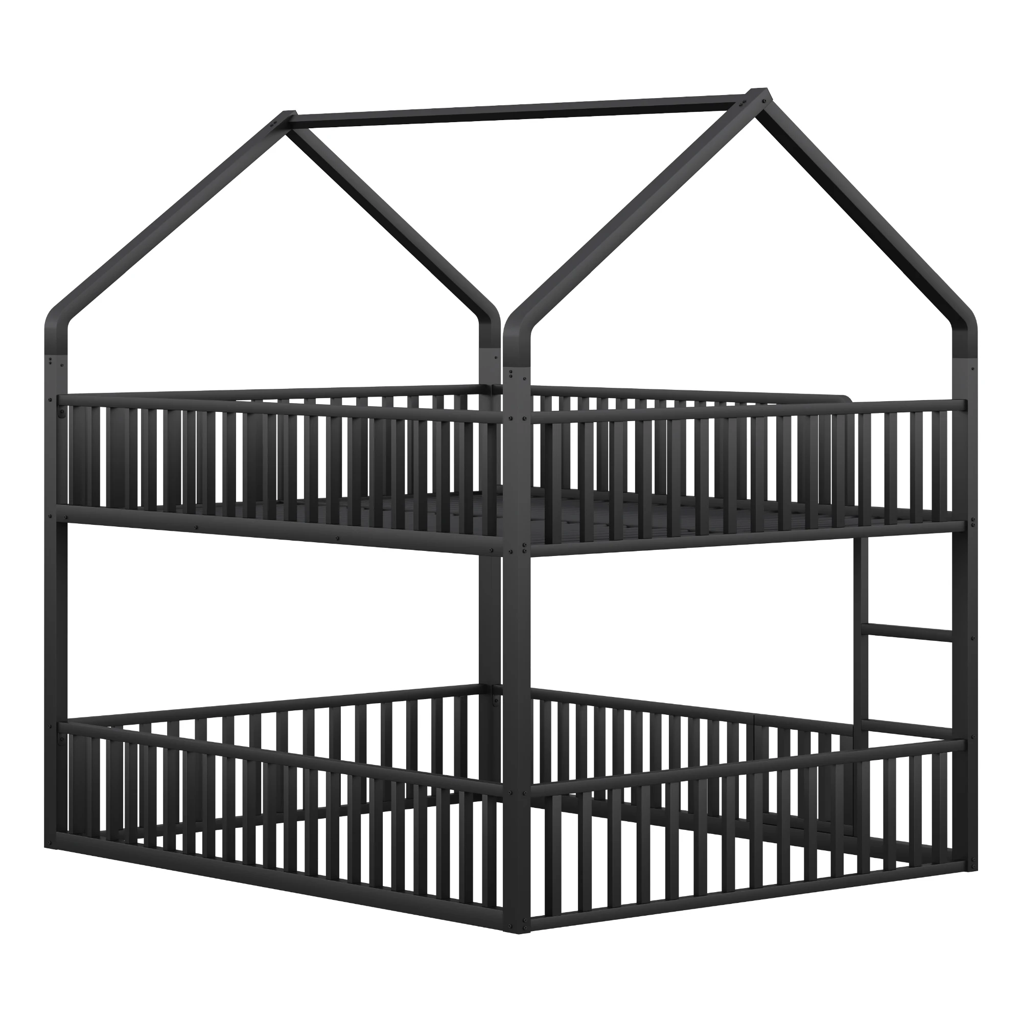 KOMHTOM Etagenbett Metall Doppelbett Kinder mit Treppe Loft Design und unterem Bett mit kleiner Tür zum Öffnen und Schließen – Detail 4