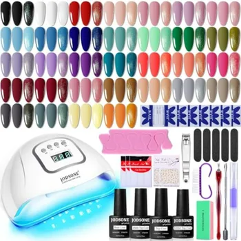 Nail Polish Kit with U V Light 32 s Polish Nail + 4 Functional Adhesive Bottles Kit Soak Off Manicure Tools Gifts for Women