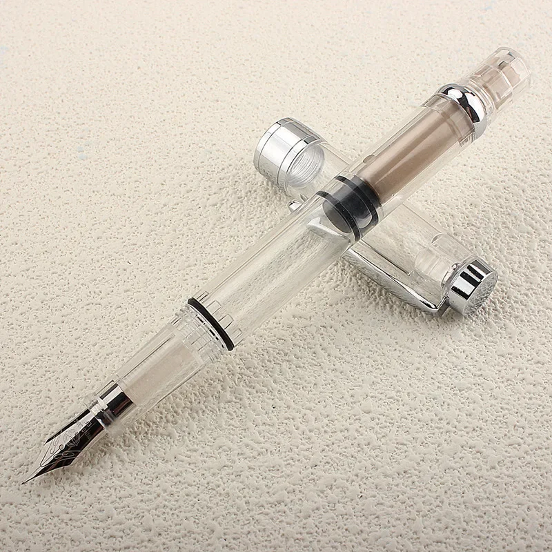 High Quality 3008 Transparent Fountain Pen Plastic EF Nib Piston Filler Ink Pens for Writing School Office Supplies Stationery 2