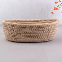 Oval Woven Storage Basket Cotton Rope Woven Basket Simple Table Top Sundries Bedside Storage Basket Cosmetics Storage Basket 4