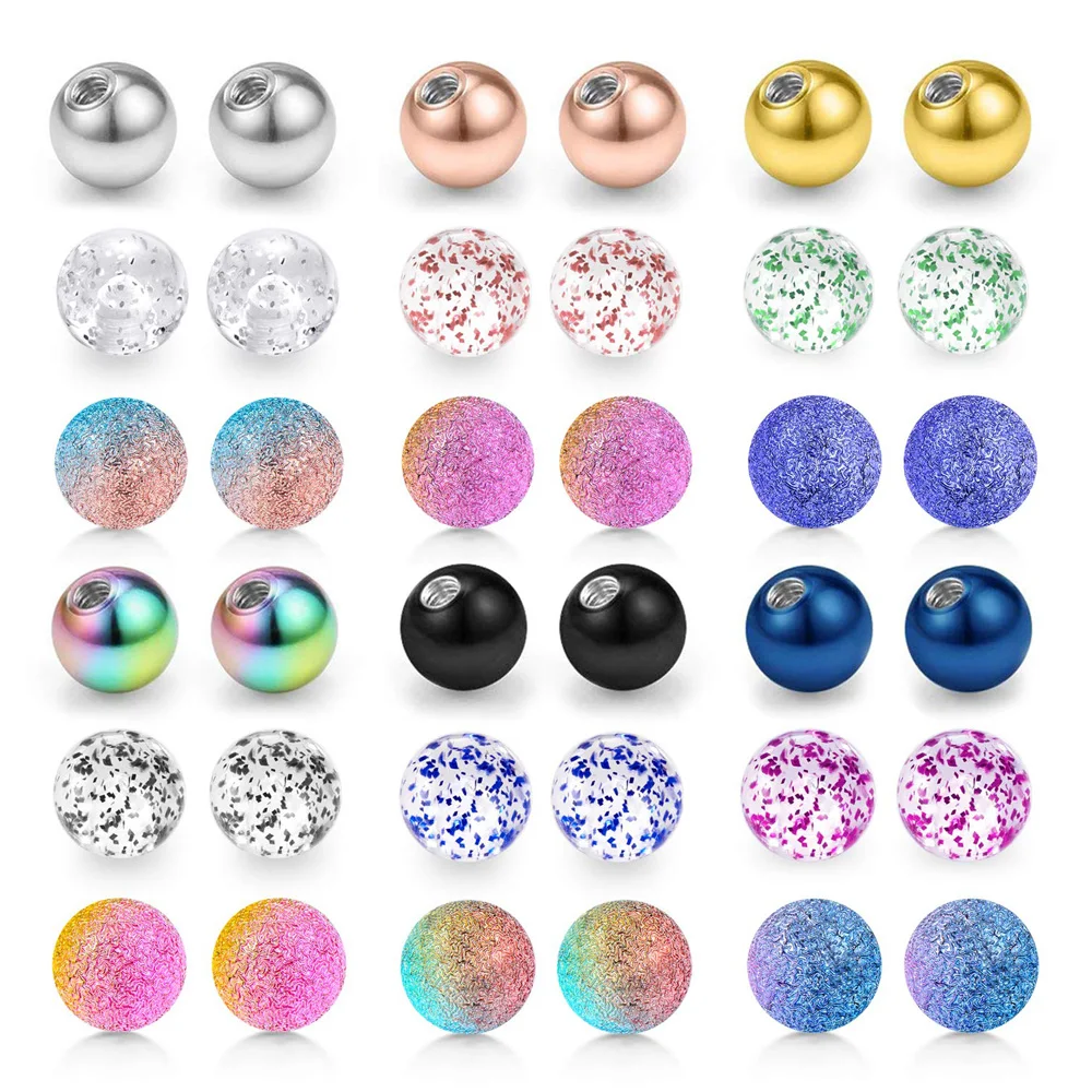 36pcs 316L Surgical Steel Replacement Balls Body Jewelry Piercing