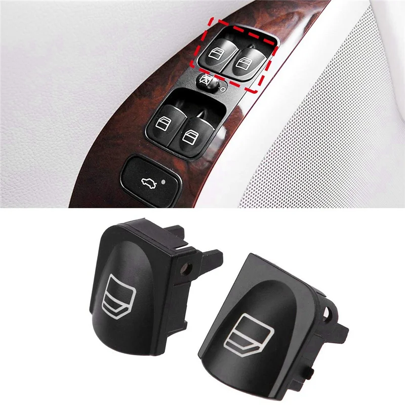 Window Switch Button Covers for W203 W208 C Clk Class Front Left+Right Window Switch Repair Button Caps