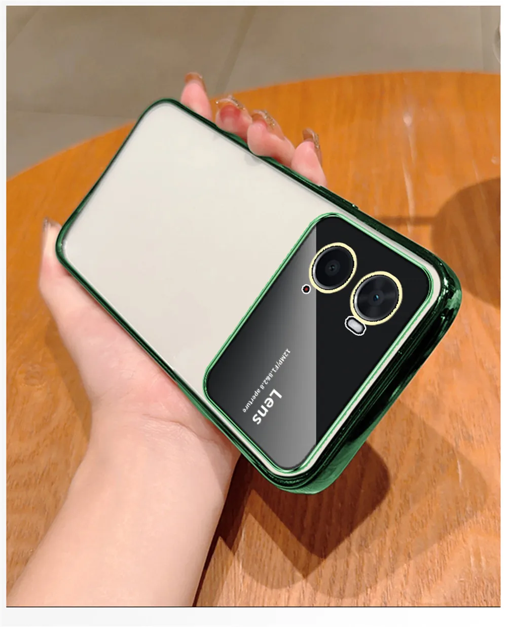 Plating Clear Large Window Phone Case For Oppo A74 A54 A53 A55 A57 A77 A94 A31 A8 A9 A5 A15 A16 A16K A17 Lens Protection_voghion.com