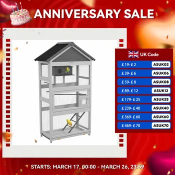 PawHut Bird Cage w/ Stands for Finches, Parakeets, Small Birds - Grey