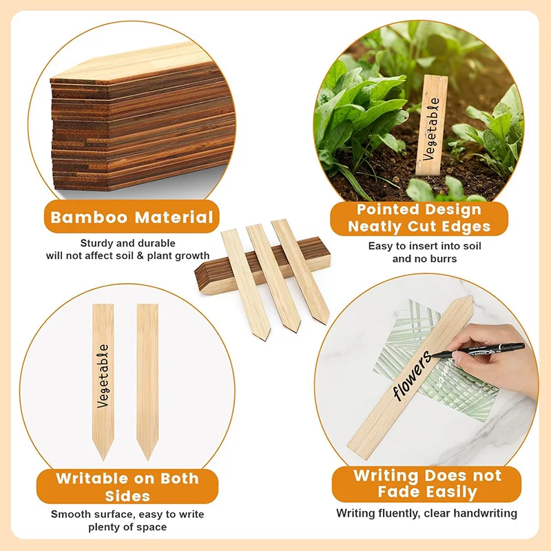 Bamboo Plant Labels Set - Eco-Friendly Garden Markers for Vegetables, Flowers, and Herbs (30-Pack)
