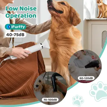 Dog Hair Dryer 5 in 1 Portable Handheld Dog Hair Dryer Smart Temperature Adjustment Grooming Brush Travel Home Pet Hair Dryer 3