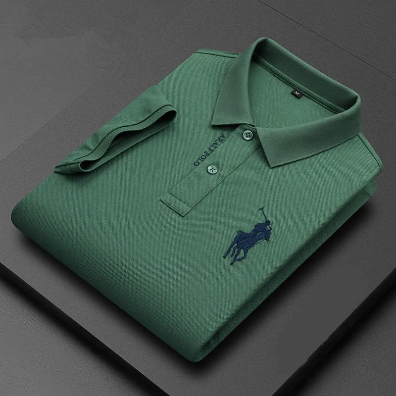 Polo Shirt Embroidered Men's Pure Cotton Short Sleeved Summer Business Casual Breathable 4xl