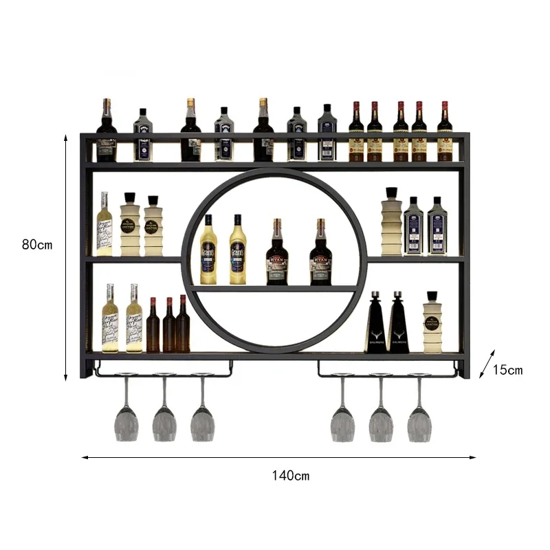 Luxury Wine Cabinet Wall Mounted Display Cabinet for Living Room Bar Furniture Gold Wine Showcase Bottle Rack Storage