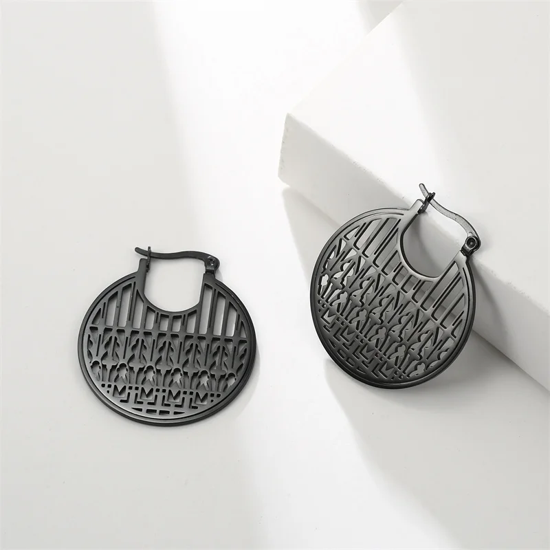 Gothic Witchy Star Edelstahl Ohrringe für Frauen Geometrische Creolen Mädchen Vintage Ästhetischer Schmuck Geschenke 2023 Trend – Detail 19