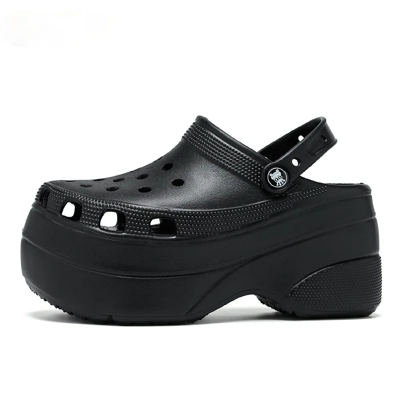 Sandalias de Crocs con Plataforma para mujer, zapatillas de jardín negras  sin cordones, zapatos de playa, Sandalia con Plataforma, 2023| | -  AliExpress