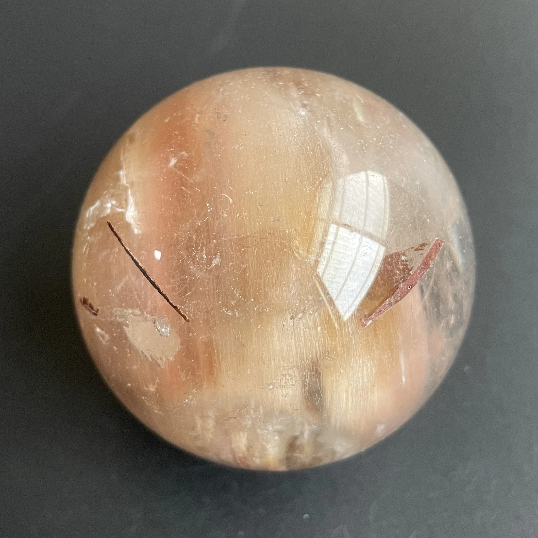 

195g Natural Stone Quartz Rutilated Sphere Rabbit Hair Rainbow Crystal Ball Rough Rock Decoration Polished Healing Z1320