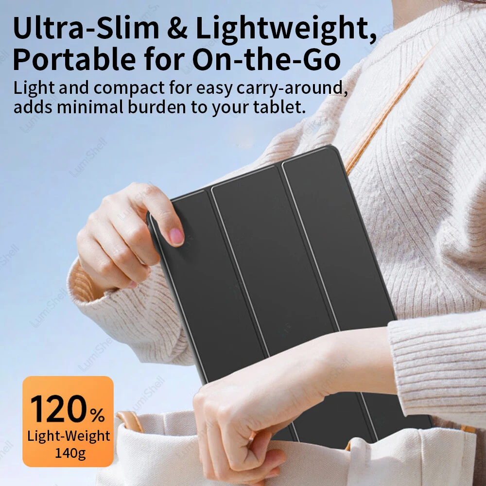 Tri-Fold Flip Case with Auto Wake/Sleep & Soft Silicone Shell Protective Cover