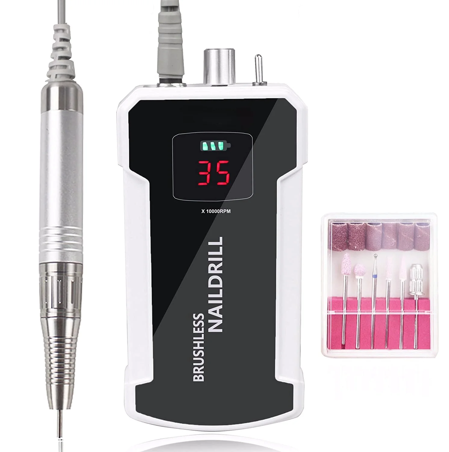 IBELIEVE Hangable Type Nail Drill 80w 35krpm Brushless LCD Display Electric Manicure POLISHER Cordless Ponceuse Ongle Electrique 2