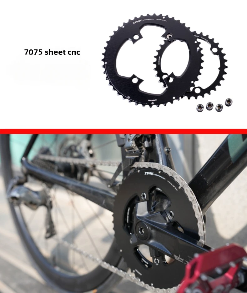 STONE 107BCD DOPPEL Kettenblatt MTB Rennrad 46-33T 48-35T 50-37T 52-39T 54-41T2X 107 bcd Kettenblatt für Sram Rival AXS 12S – Detail 4