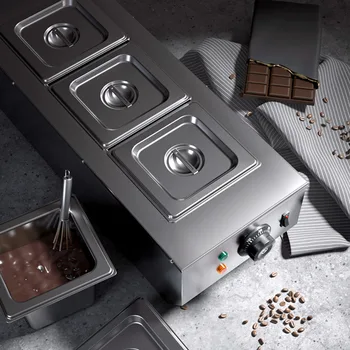 220V 1.5Lx3 Chocolate Melting Pot Commercial Melting Furnace Heating Melting 3-grids Chocolate Melting Machine 1