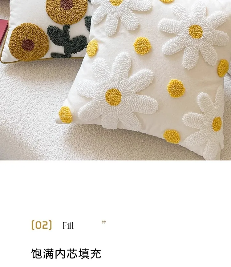 Ins Nordic Frische Gestickte Blume Kissenbezug Homestay Kissen Wohnzimmer Hause Sofa Dekor Kissen Rückenlehne Kissen Kissen Abdeckung – Detail 10