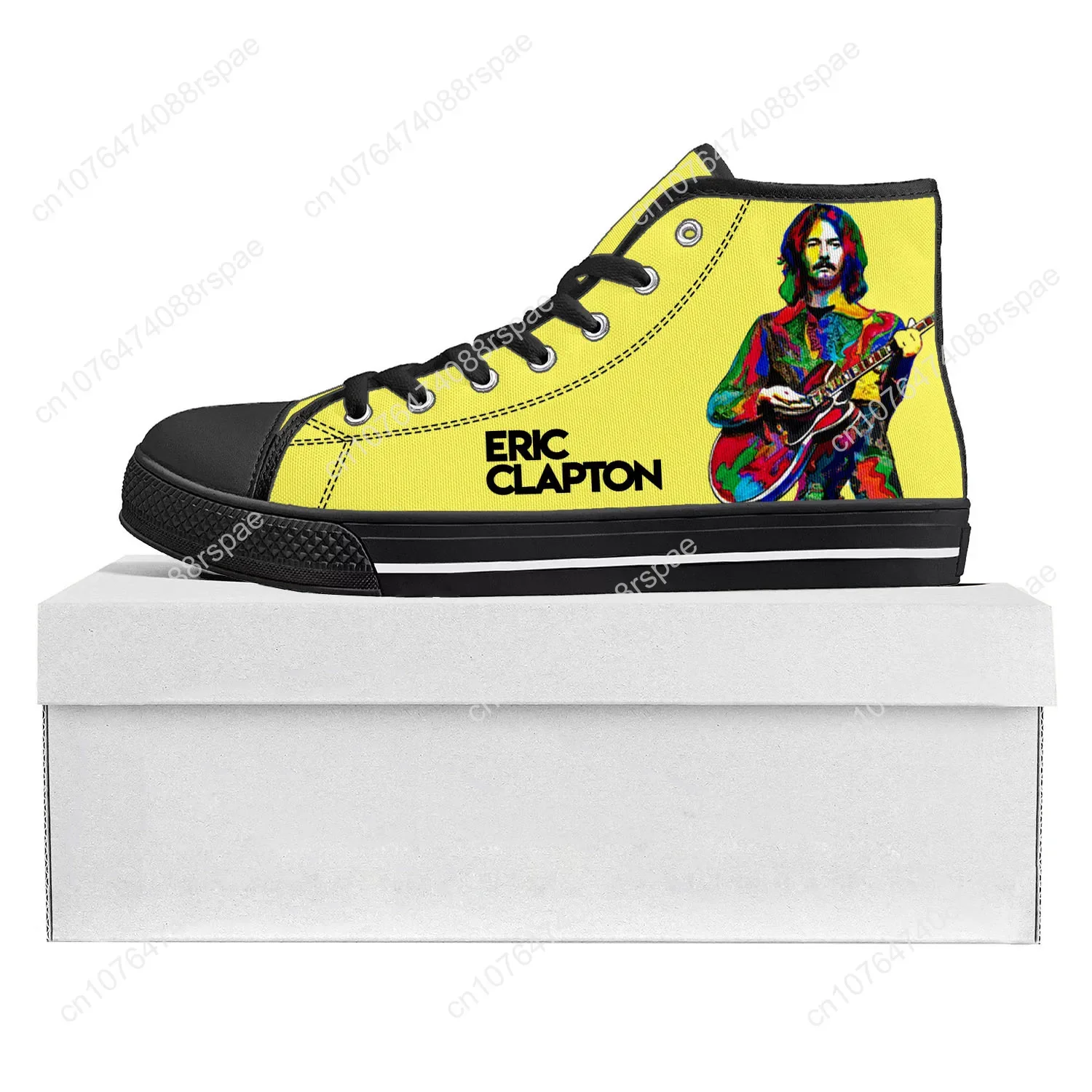 Eric Clapton Rock Musician Guitar High Top High Quality Sneakers Mens Womens Teenager Canvas Sneaker Couple Shoe Custom Shoe