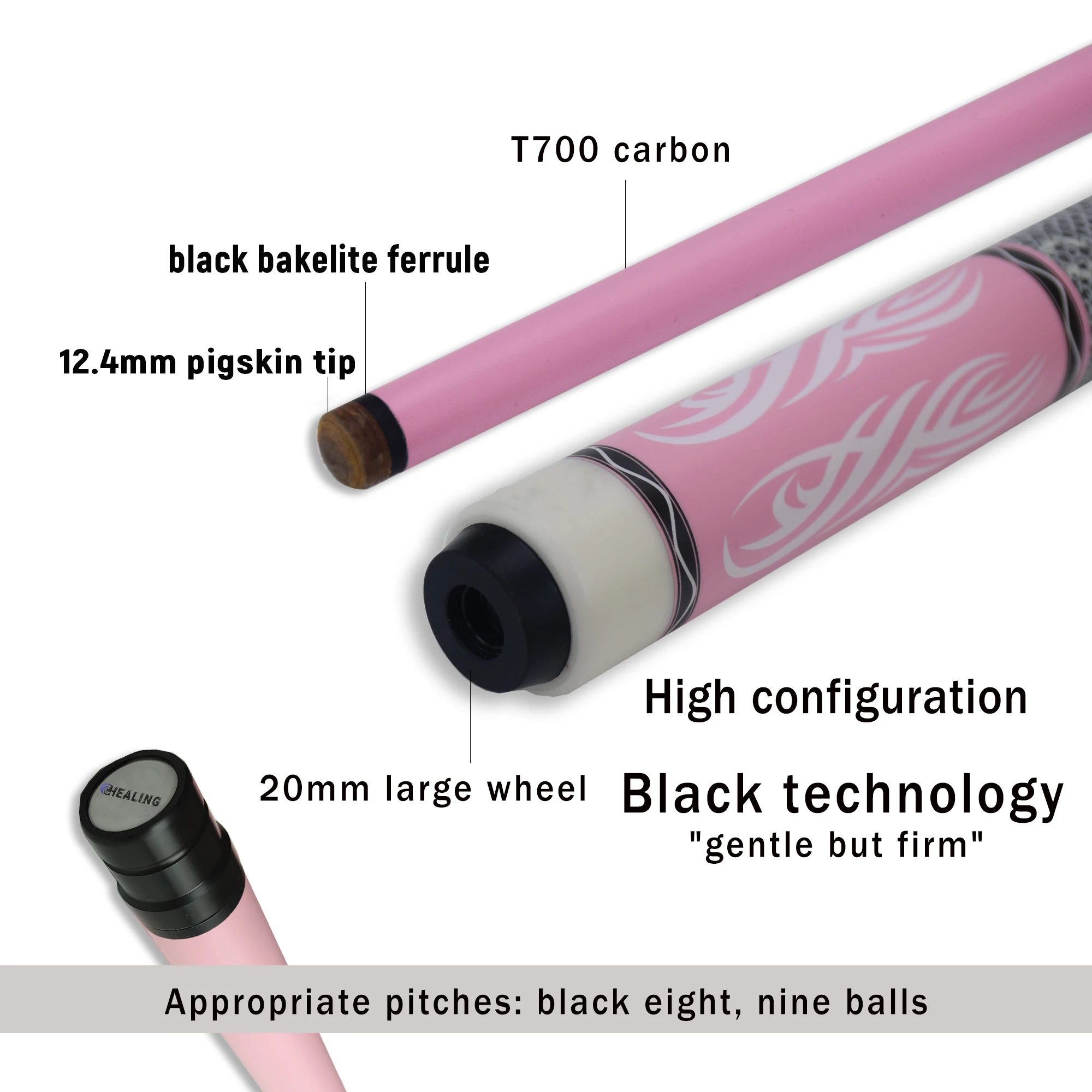 Pool Cue Stick,Low Deflection Shaft Billiard Cue Sticks with 1X1 Hard Case, with 12.4mm Tip,19-20oz Pool