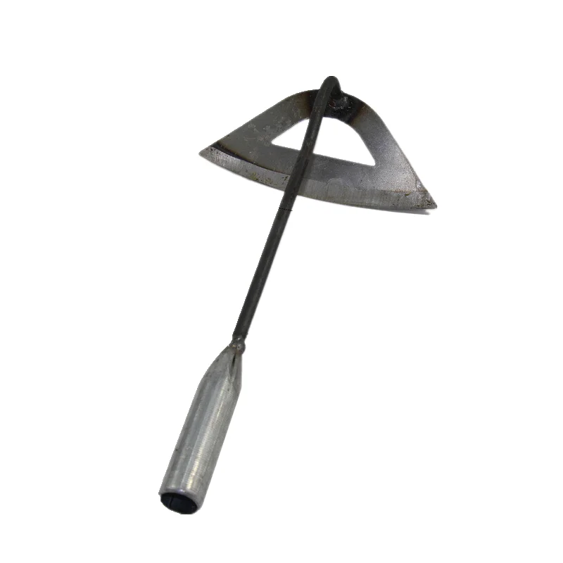 Horticultural weeding and loosening soil with curved hollow hoe 2