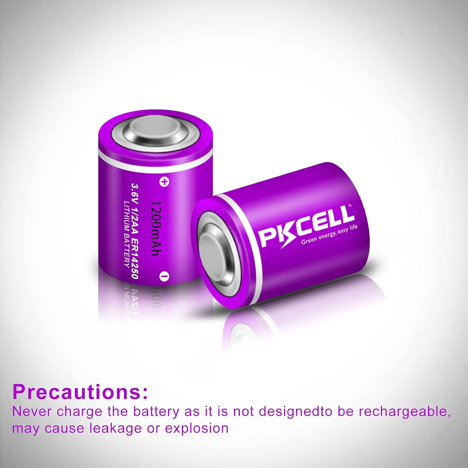 PKCELL 80PCS 3.6V 1/2AA 1200mAh Lithium Thionyl Chloride (Li-SOCL2) Battery for Water Meter 4