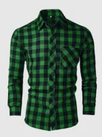 Chemise à carreaux décontractée à manches longues pour hommes, chemise boutonnée à revers de printemps et d'automne 5