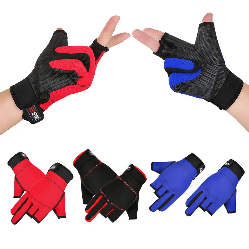 Thermal Fishing Gloves Adjustable Women Men 3 Cut Finger Glove Mittens