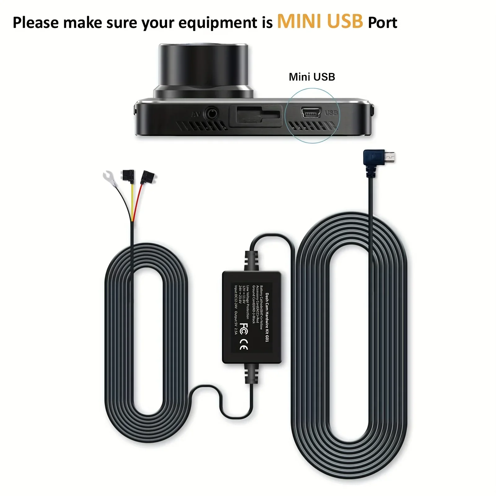 24/7    Ÿ  ȭ  ķ ϵ ̾ ŰƮ, ̴ USB ̽ (11.5ft )-12V-24V-5V/2A
