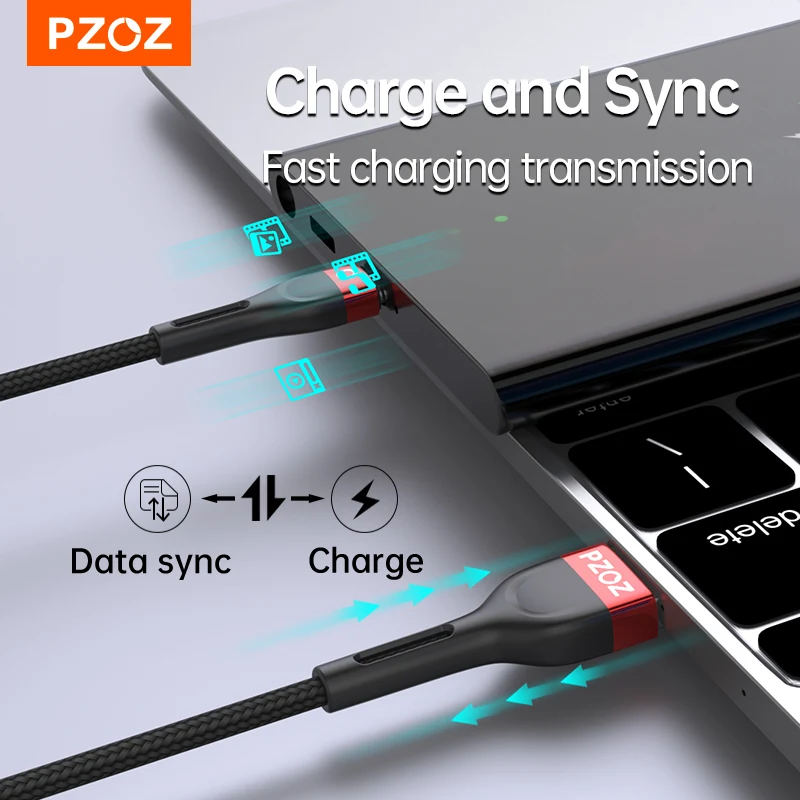 PZOZ 3 PCS USB Type C Cable Fast Charging USBC TypeC Charger Wire Data Cord USB C Cable For Samsung Xiaomi Mi Redmi Mobile Phone