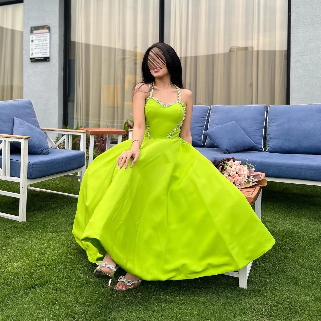 

OEING Sweetheart Luxury Formal Evening Dresses Crystal Pleat Sleeveless فساتين سهرة Floor Length Elegant Prom Gowns Party Women