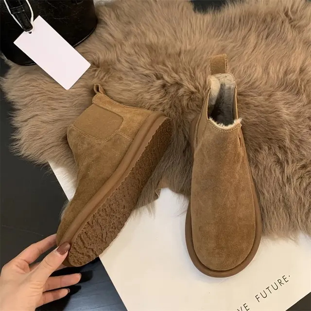 Snow Boots for Women 2025 New Autumn and Winter Popular Warm Cotton Shoes Fleece-Lined Thickeneded Boots Casual Short Botines 3