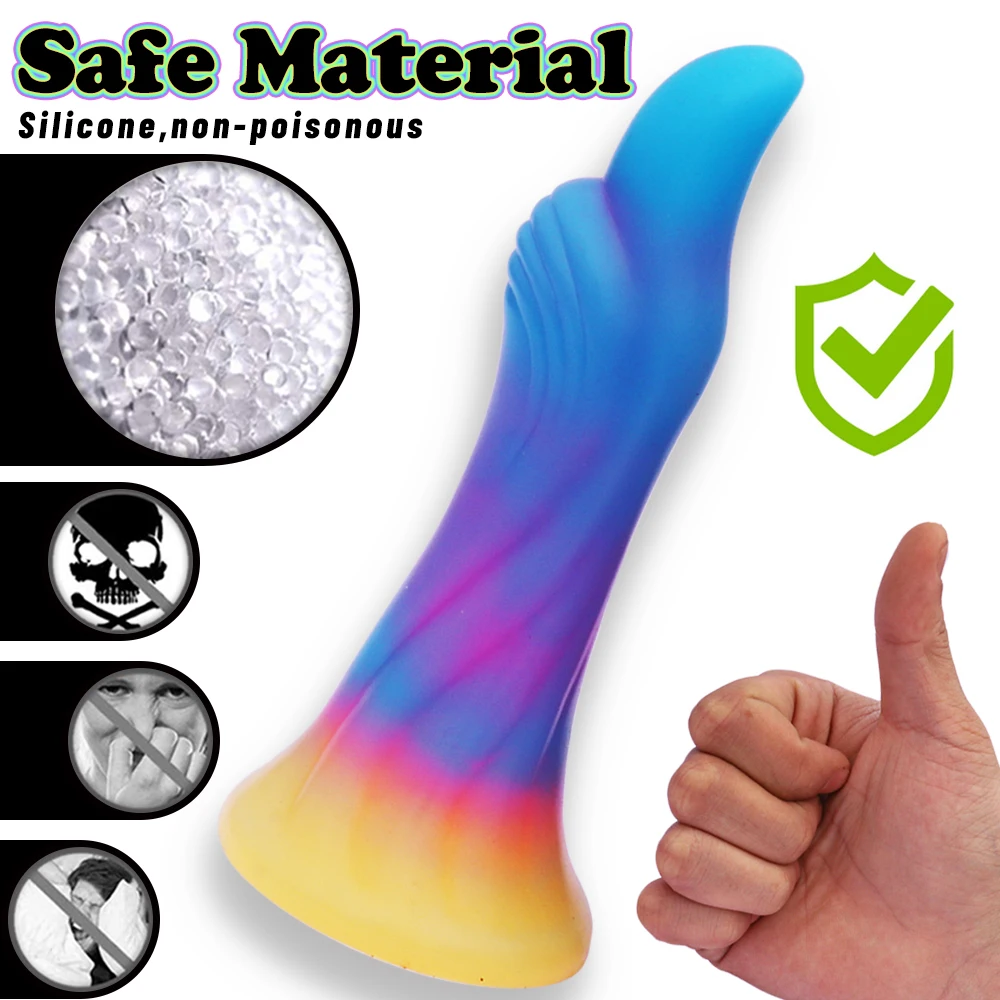 

Cute New Luminous Dildo Anal Sex Toys for Women Men Colourful Glowing Dildos Huge Dragon Monster Dildo Butt Plug Adult Toys