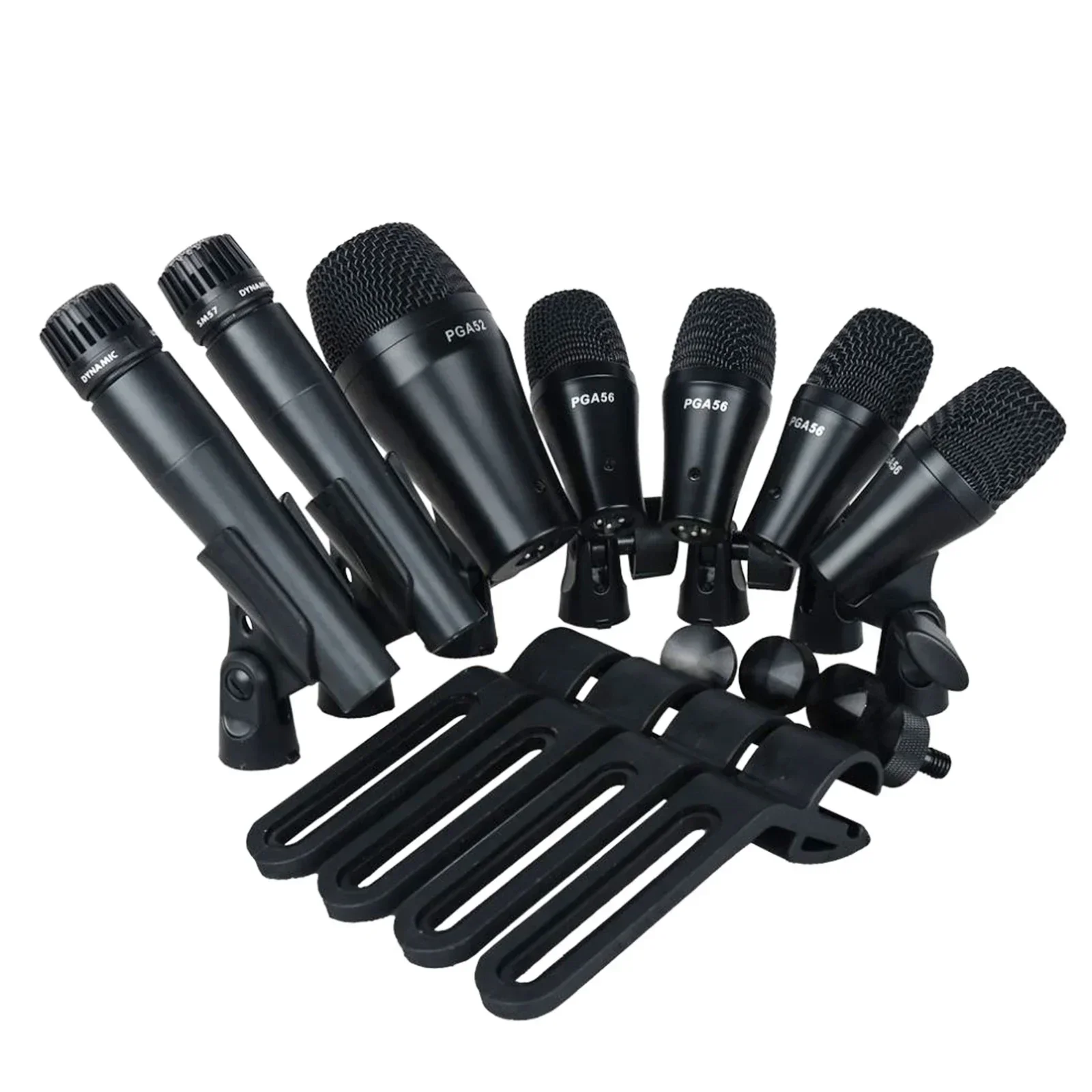 Part PGA-DMK7 7-Piece Wired Dynamic Drum Microphone Kick Bass, Instrument Tom/Snare & Cymbals Mic Set With Box Use