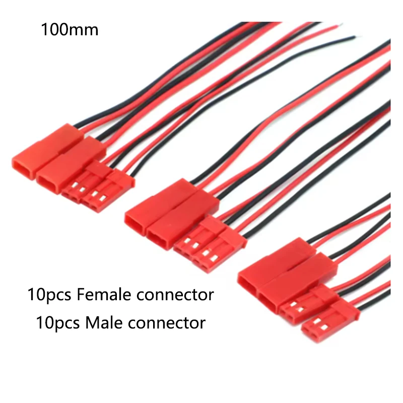 Lot 20 connecteurs JST mâle/femelle 100-200mm pour batterie Lipo RC